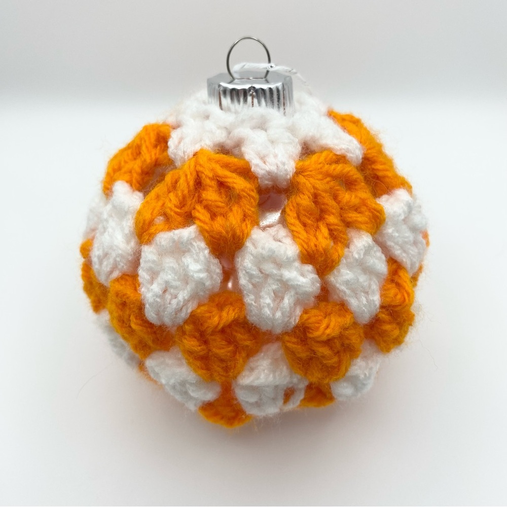 Crochet Orange and White Christmas Ornament